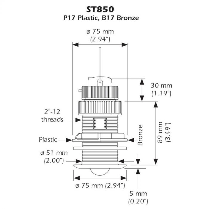 Airmar ST850 Thru-Hull Speed & Temperature Sensor | Defender Airmar ST850 Thru-Hull Speed & Temperature Sensor | Defender