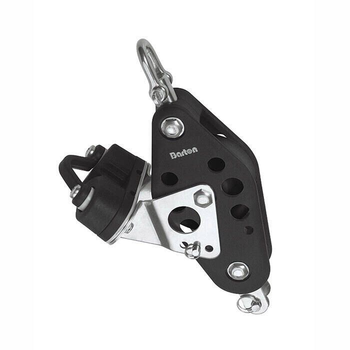 Image of : Barton Size 7 Plain Sheave Fiddle Block with Swivel - Becket & Cam Cleat - N07631 