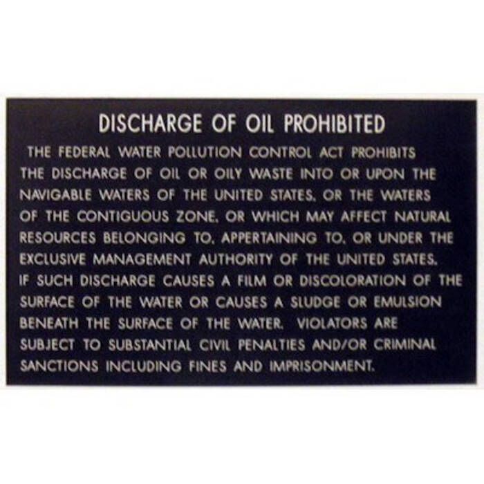 Image of : Bernard Marine Regulation Placard - Discharge Of Oil from Vessel - P-204 
