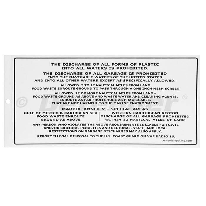 WEST MARINE Required Waste/Oil Garbage Placards