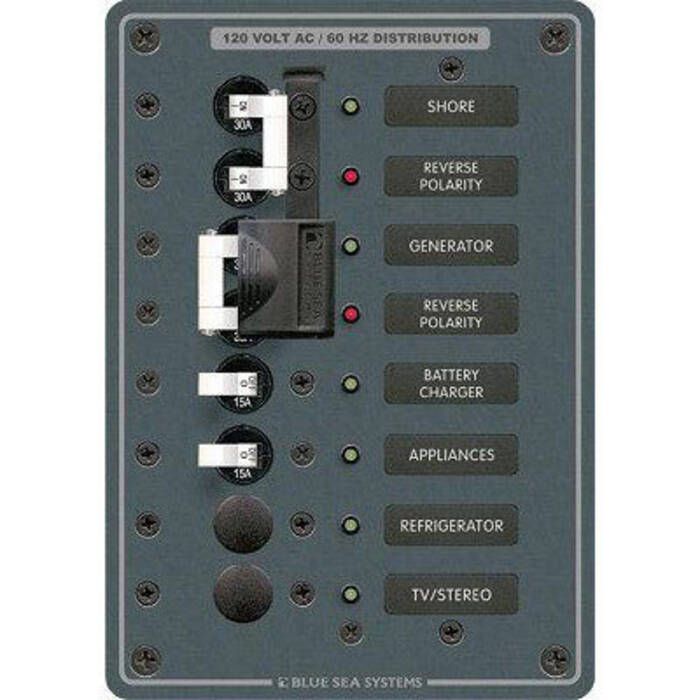 Image of : Blue Sea Systems AC Source Selection Toggle Circuit Breaker Panel - 8467 