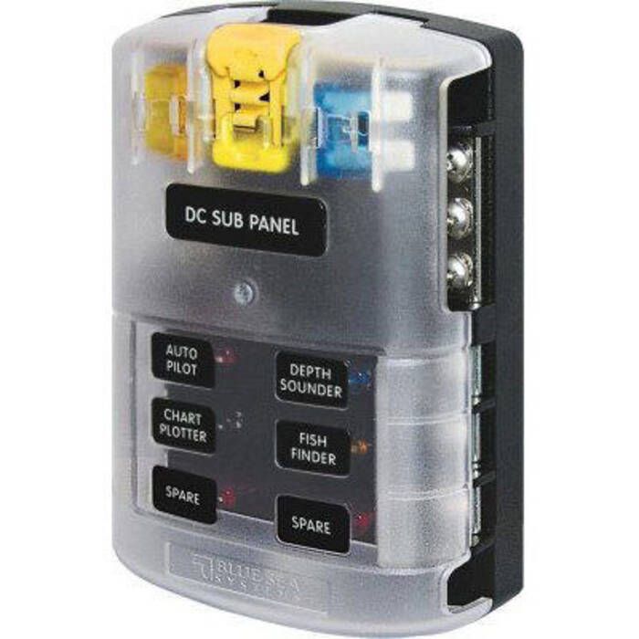 Image of : Blue Sea Systems ST Blade 6-Fuse Block with Common Negative Bus - 5025