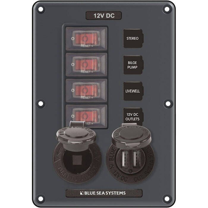 Image of : Blue Sea Water-Resistant DC Circuit Breaker Switch Panel - 4321 