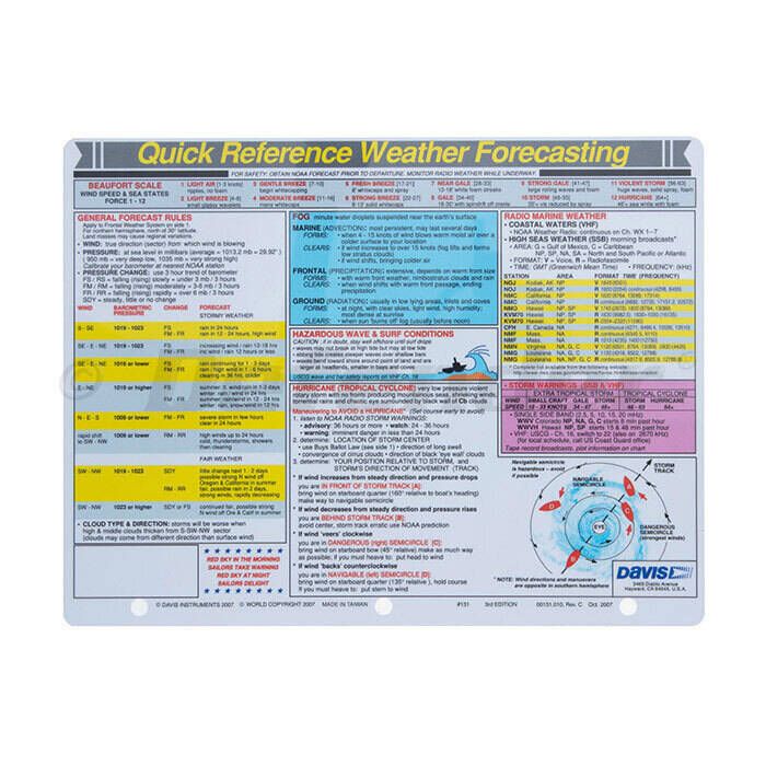 Image of : Davis Instruments Weather Forecasting Quick Reference Card - 131 