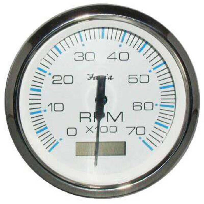 Image of : Faria Chesapeake White SS 7000 RPM Tachometer with Hourmeter - 33840 