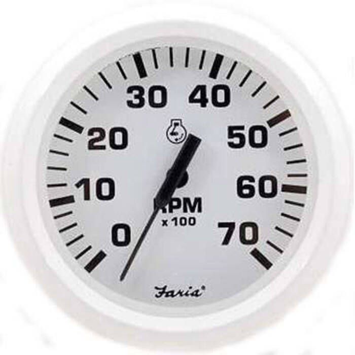 Image of : Faria Dress White 7000 RPM Tachometer - 33104 