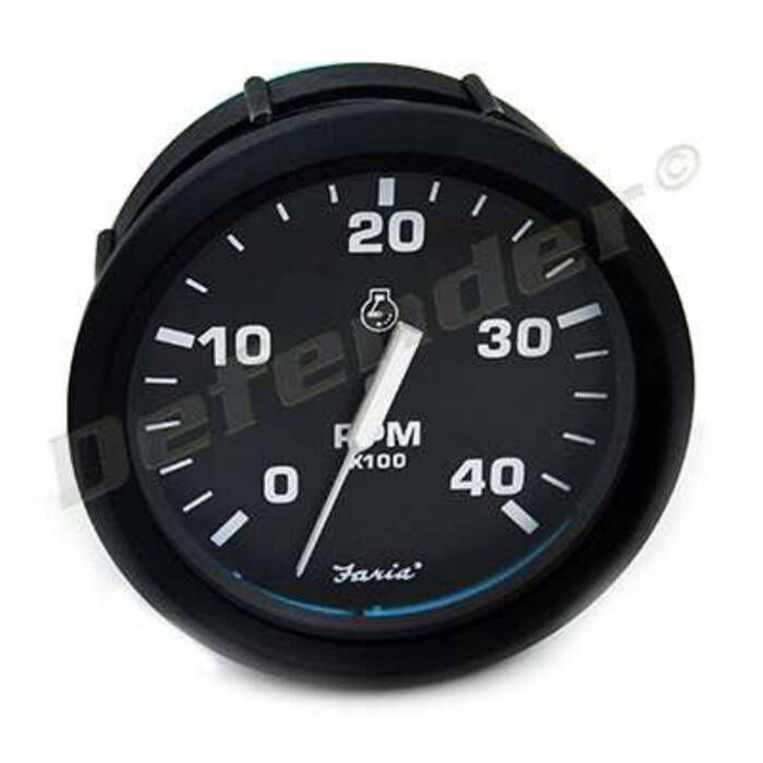 Image of : Faria Euro Black 4000 RPM Diesel Tachometer with Hourmeter - 32834 