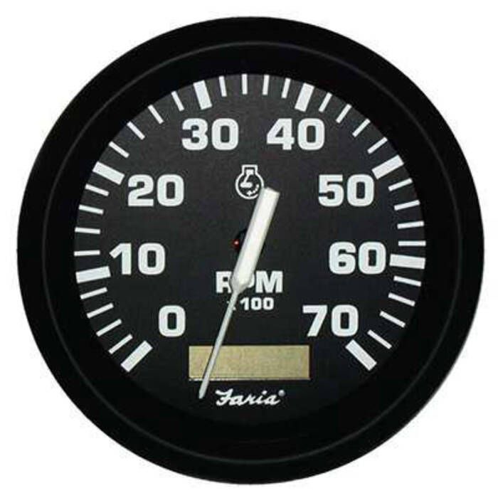Image of : Faria Euro Black 7000 RPM Tachometer with Hourmeter - 32840 