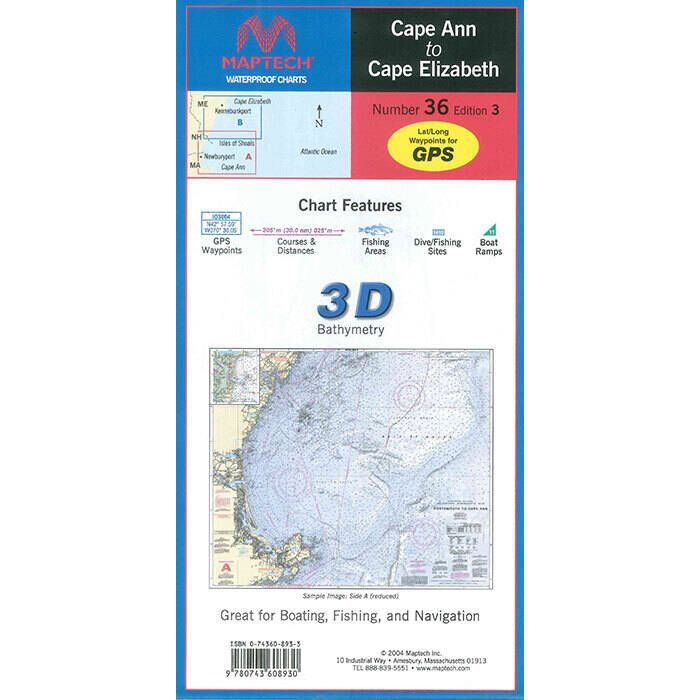 CHART WATERPROOF CAPE ANN TO CAPE ELIZABETH NEW 3-D