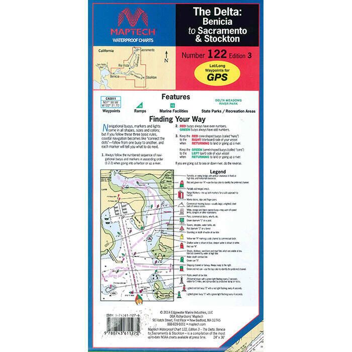 Maptech Folding Waterproof Chart DeltaBenicia to Sacramento and