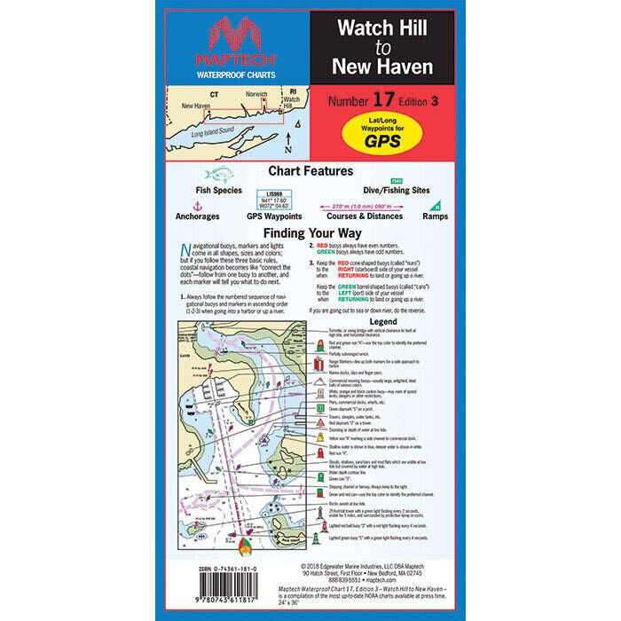 Image of : Maptech Folding Waterproof Chart - Eastern Connecticut - WPC017-03 