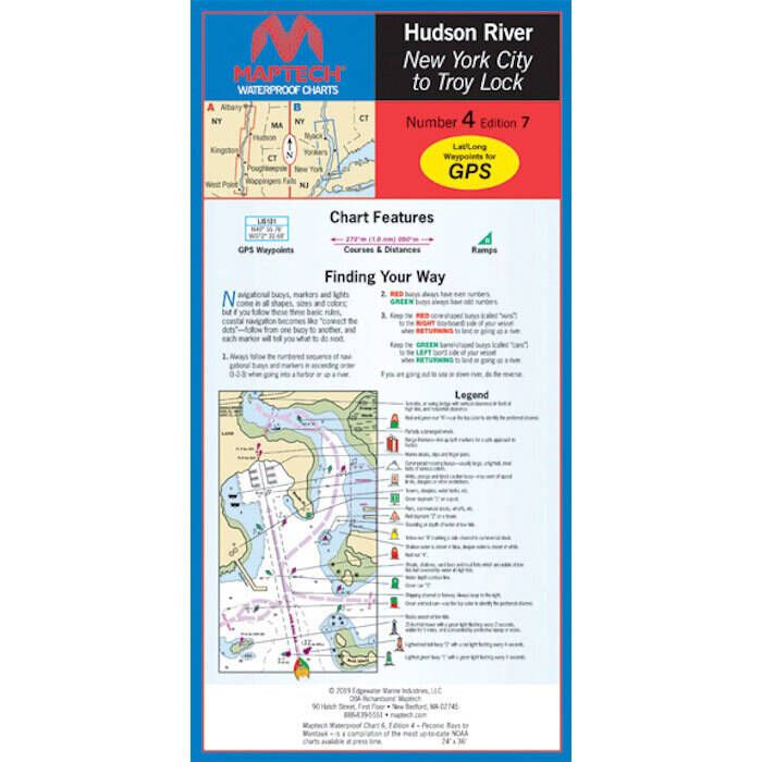 Image of : Maptech Folding Waterproof Chart - Hudson River, Liberty Island and Troy Lock - WPC004-07 