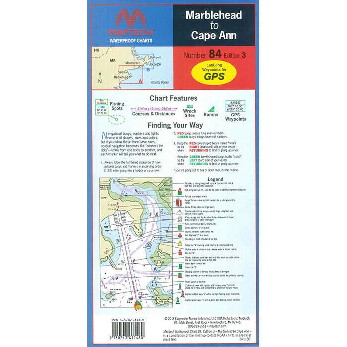 Maptech Folding Waterproof Chart Marblehead to Cape Ann WPC08403