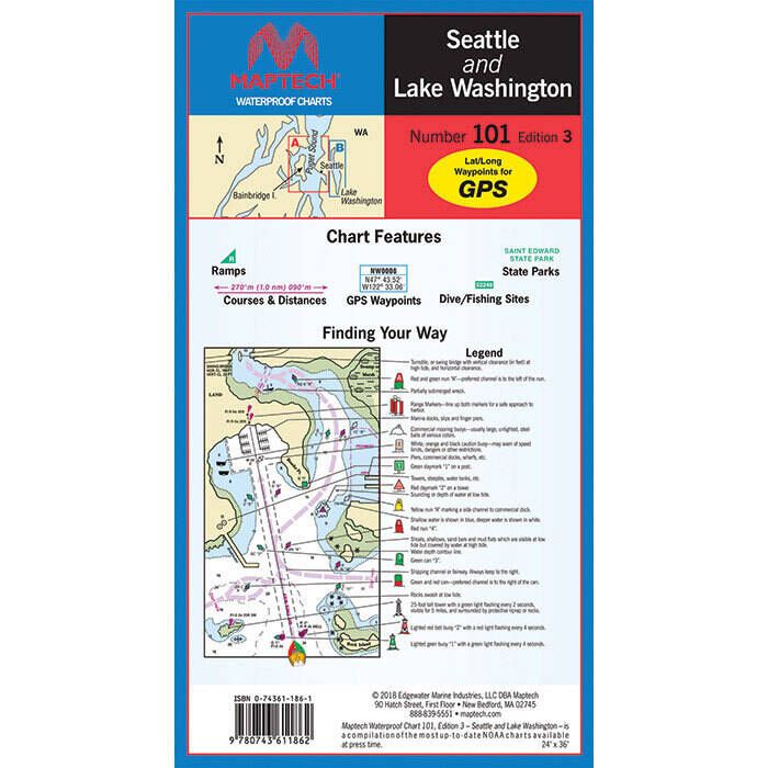 Image of : Maptech Folding Waterproof Chart - Seattle and Lake Washington - WPC101-03 