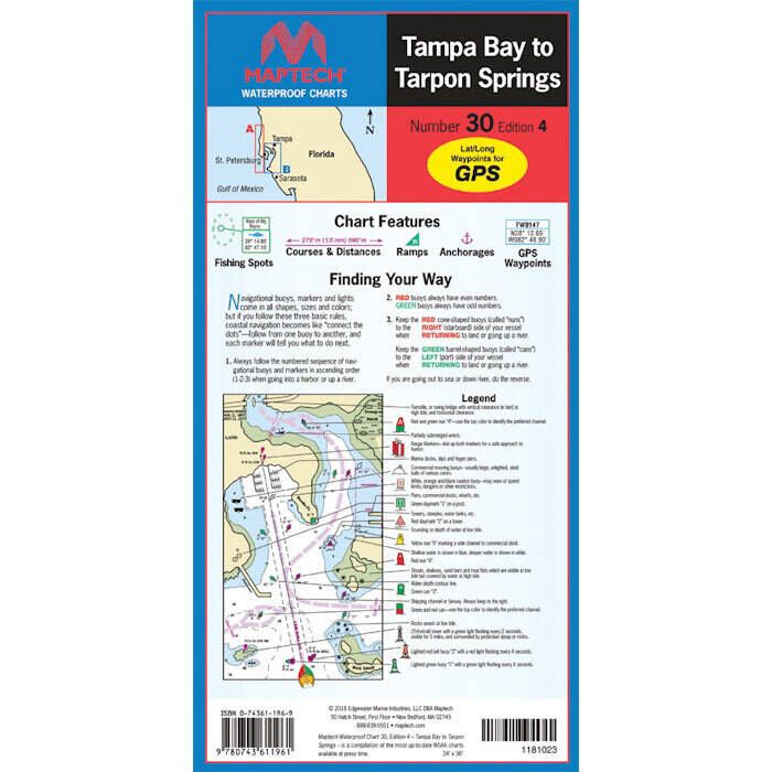 Image of : Maptech Folding Waterproof Chart - Tampa Bay to Tarpon Springs - WPC030-04 
