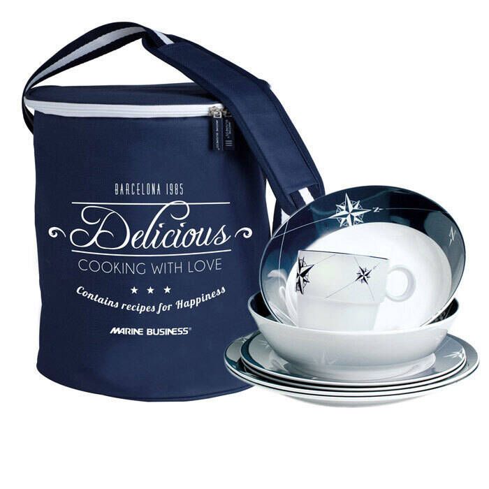 Image of : Marine Business Northwind 24-Piece Melamine Tableware Set with Carrying Basket - 15144 
