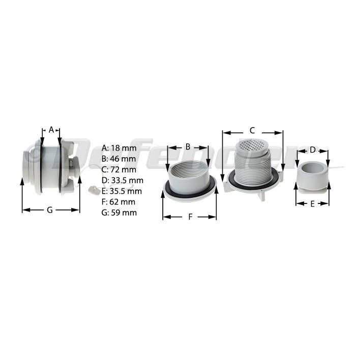 Mercury Short Collar Inflatable Boat Drain Plug Assembly 