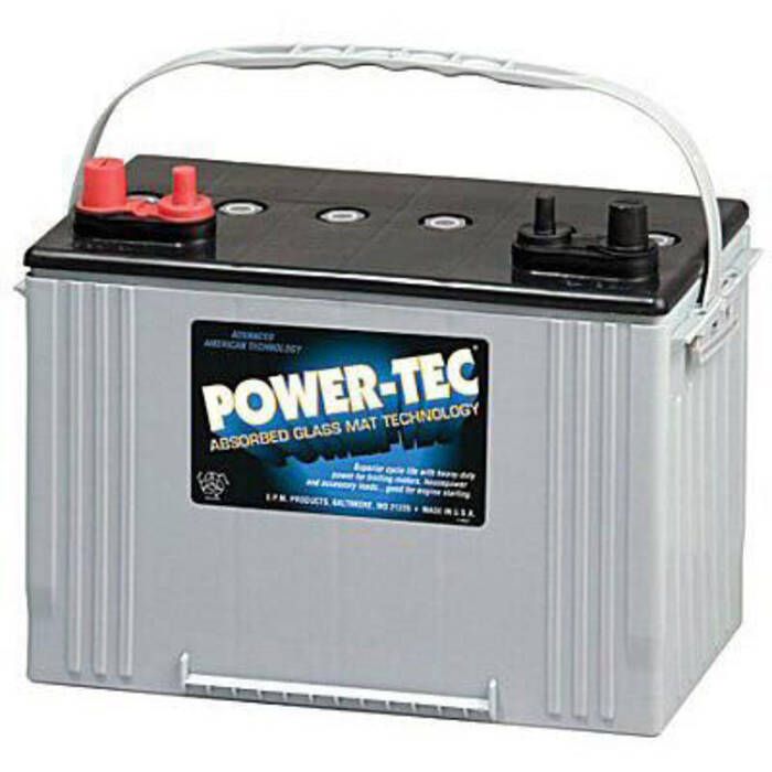 Image of : Power-Tec 12V AGM Deep Cycle Marine Battery - Group 27 - 8A27M 