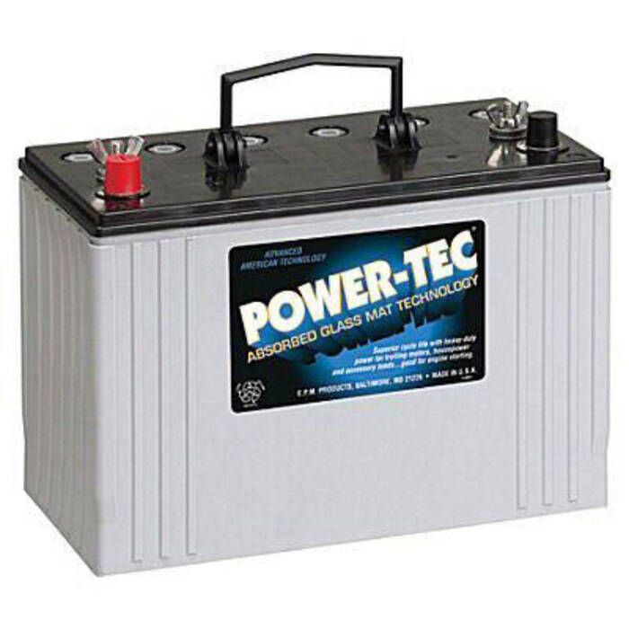 Image of : Power-Tec 12V AGM Deep Cycle Marine Battery - Group 31 - 8A31DTM