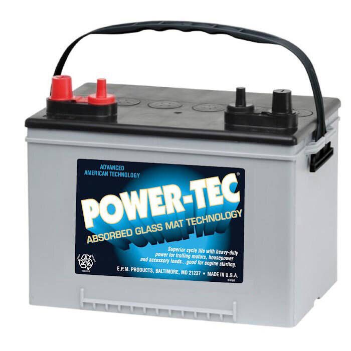 Image of : Power-Tec Deep Cycle Marine Battery - 12V AGM/Group 34 - 9A34M 