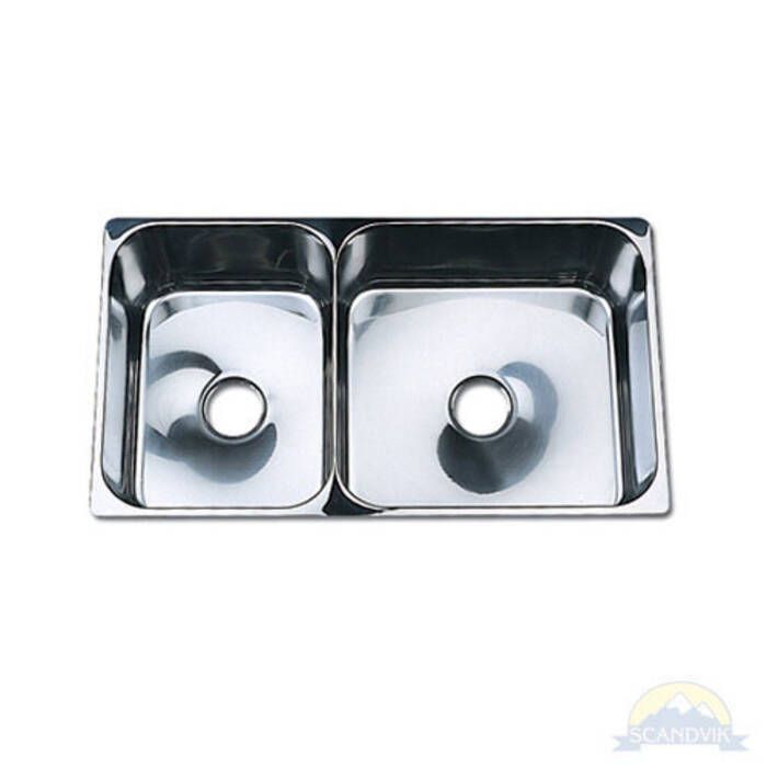 Image of : Scandvik Mirror Finish Stainless Steel Double Sink - 10228 