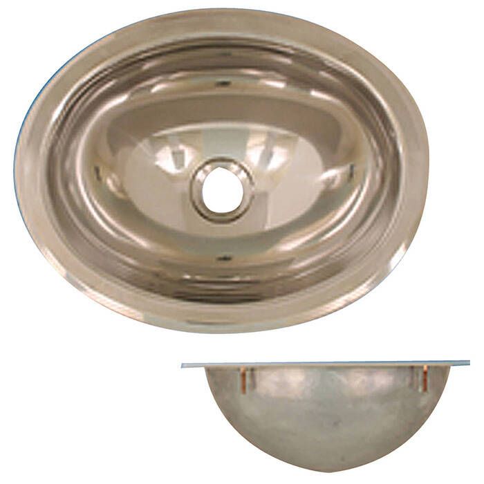 Image of : Scandvik Polished Finish Stainless Steel Oval Sink - 10280 