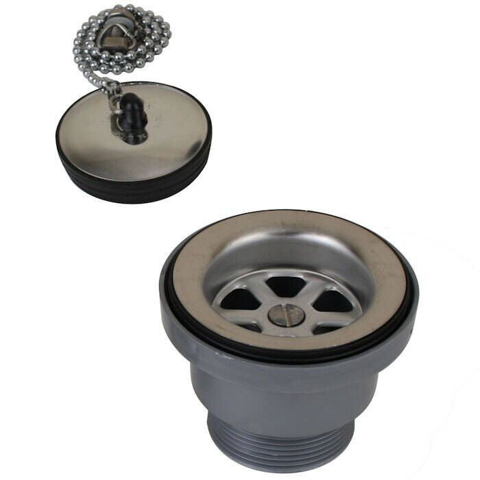 Image of : Scandvik Sink Drain and Stopper with Chain - 10312P 