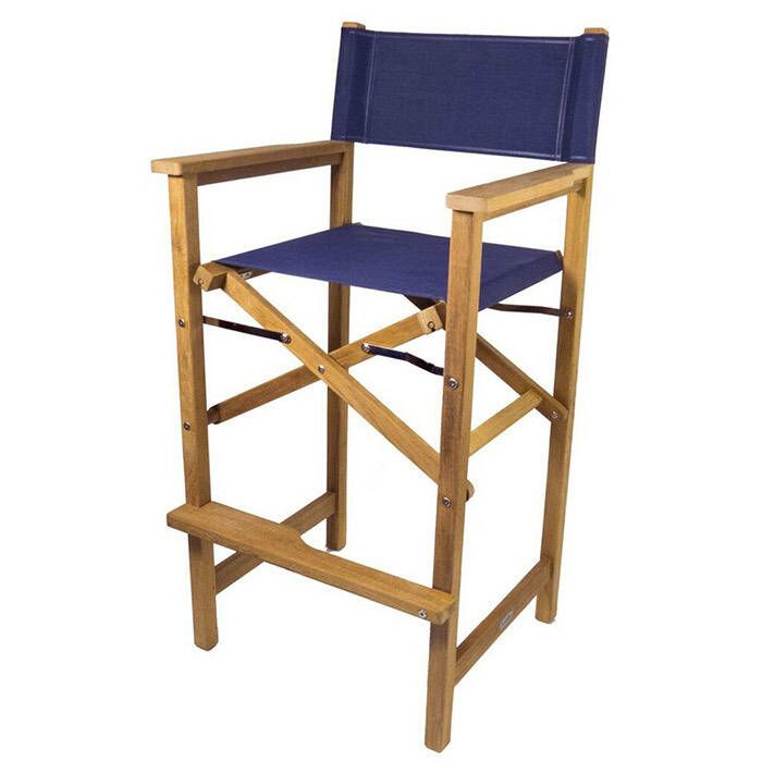 Image of : SeaTeak Folding Captain's Chair with Fabric Seat and Back 