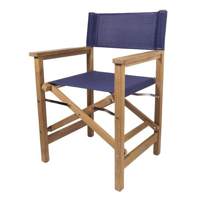 Image of : SeaTeak Folding Director's Chair with Fabric Seat and Back 