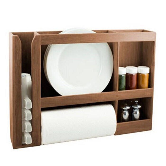 SeaTeak Teak Dish Cup Spice Paper Towel Rack 62402 Defender Marine   Teak Dish Cup Spice Paper Towel Rack 62402 