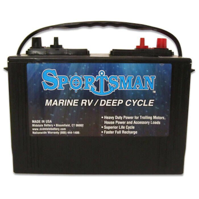 Image of : Sportsman Deep Cycle Marine Battery - 12V Lead Acid Group 27 - DC27