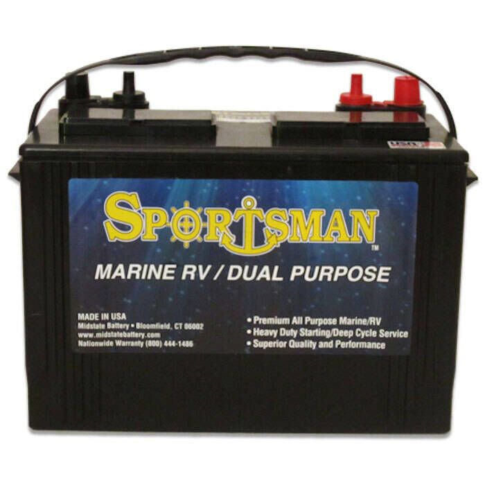 Image of : Sportsman Dual Purpose Marine Battery - 12V Lead Acid Group 27 - DP27M 