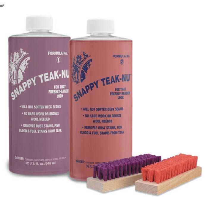 Image of : Star brite Snappy 2-Part Teak Cleaner and Restorer Kit with Brushes - STN-Qkit 