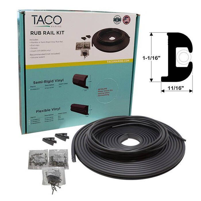 Image of : TACO 50' Flexible Vinyl Rub Rail Kit - V11-0809BWK50-2 