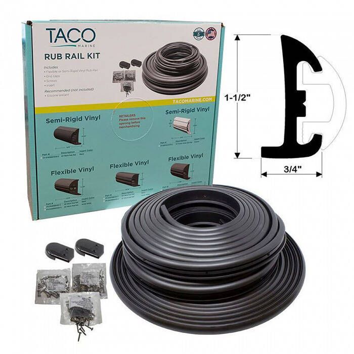 Image of : TACO 50' Semi-Rigid Rub Rail Kit - V11-9795BBK50D-2 