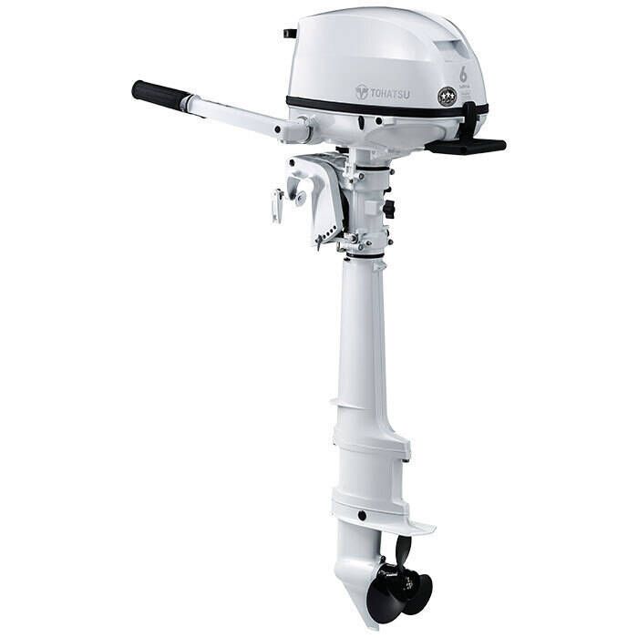 Image of : Tohatsu 6 HP Tiller Outboard Motor with External Tank - MFS6 Sail Pro - 2022 