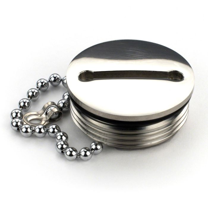 Image of : Whitecap Deck Fill Cap Replacement with Chain - 6061C 