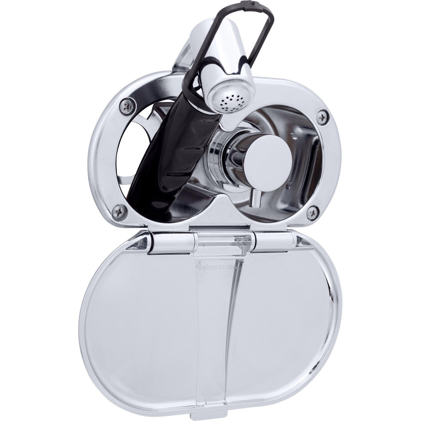 Ambassador Marine Recessed Shower With Small Sprayer & Stainless Steel Lid Black 136 0040 Kp R