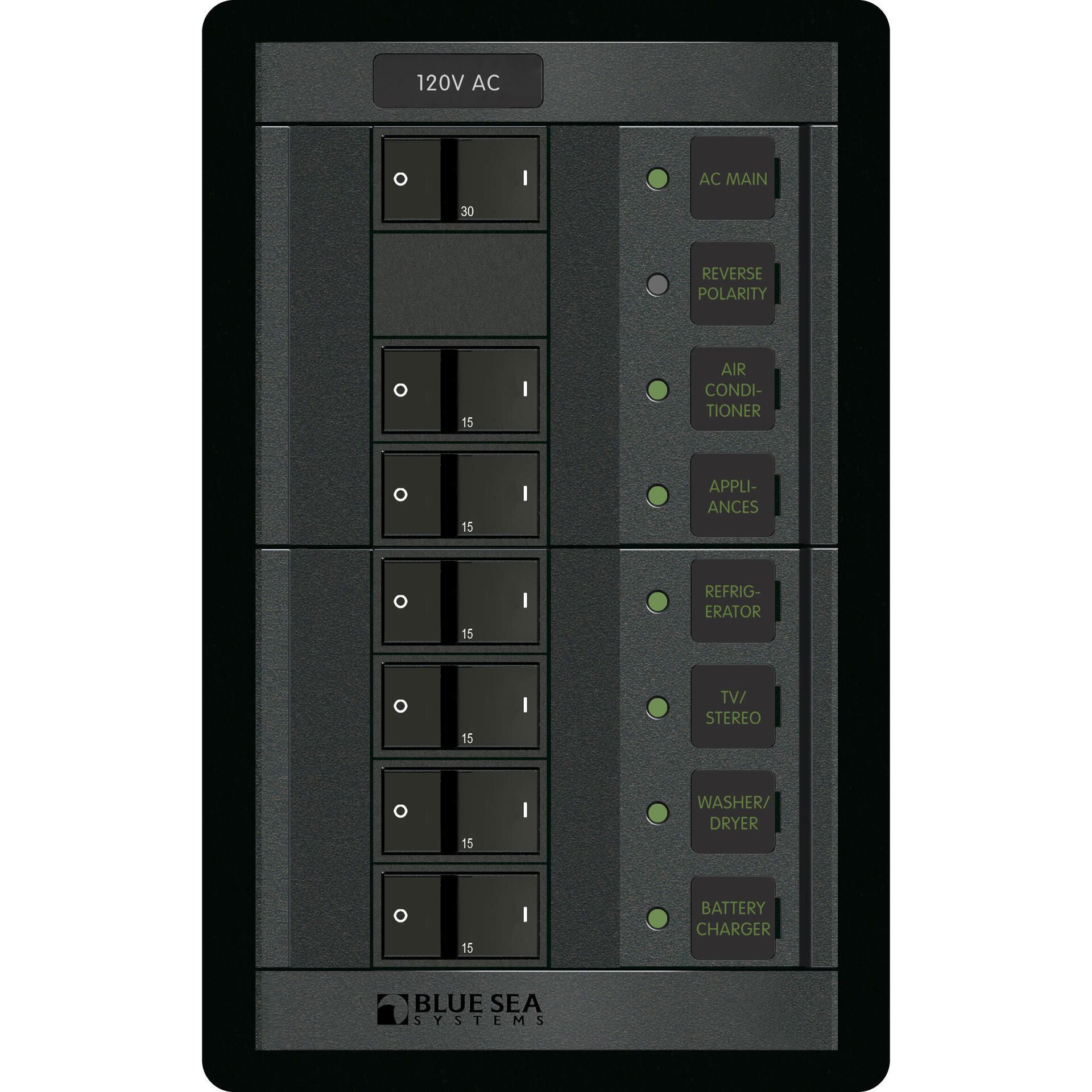 Blue Sea Systems 6-Position AC Main Circuit Breaker Panel - 1202