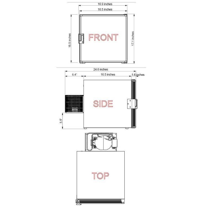 ISOTHERM Cruise 40 CUBE - AC/DC, White Door & Panel, Vertical or Horizontal  Installation, No Flange, Remote Mount Compressor