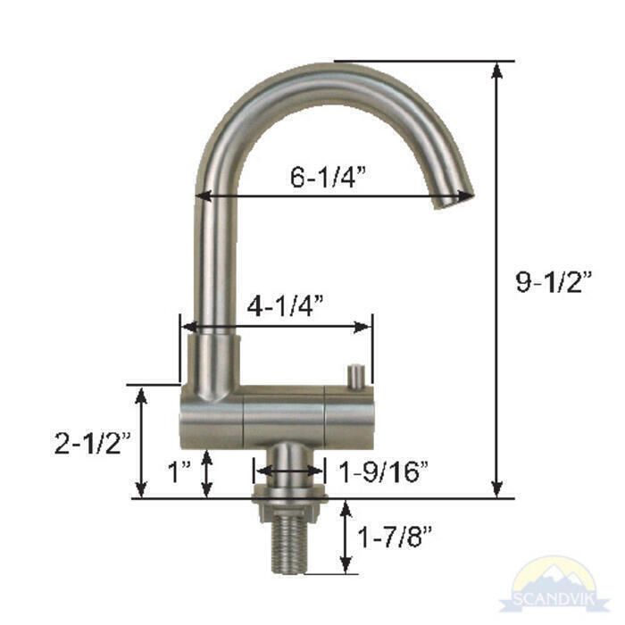 Scandvik Nordic Folding Stainless Steel J-Spout Tap - 74125
