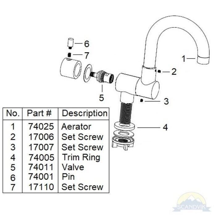 Scandvik Nordic Folding Stainless Steel J-Spout Tap - 74125