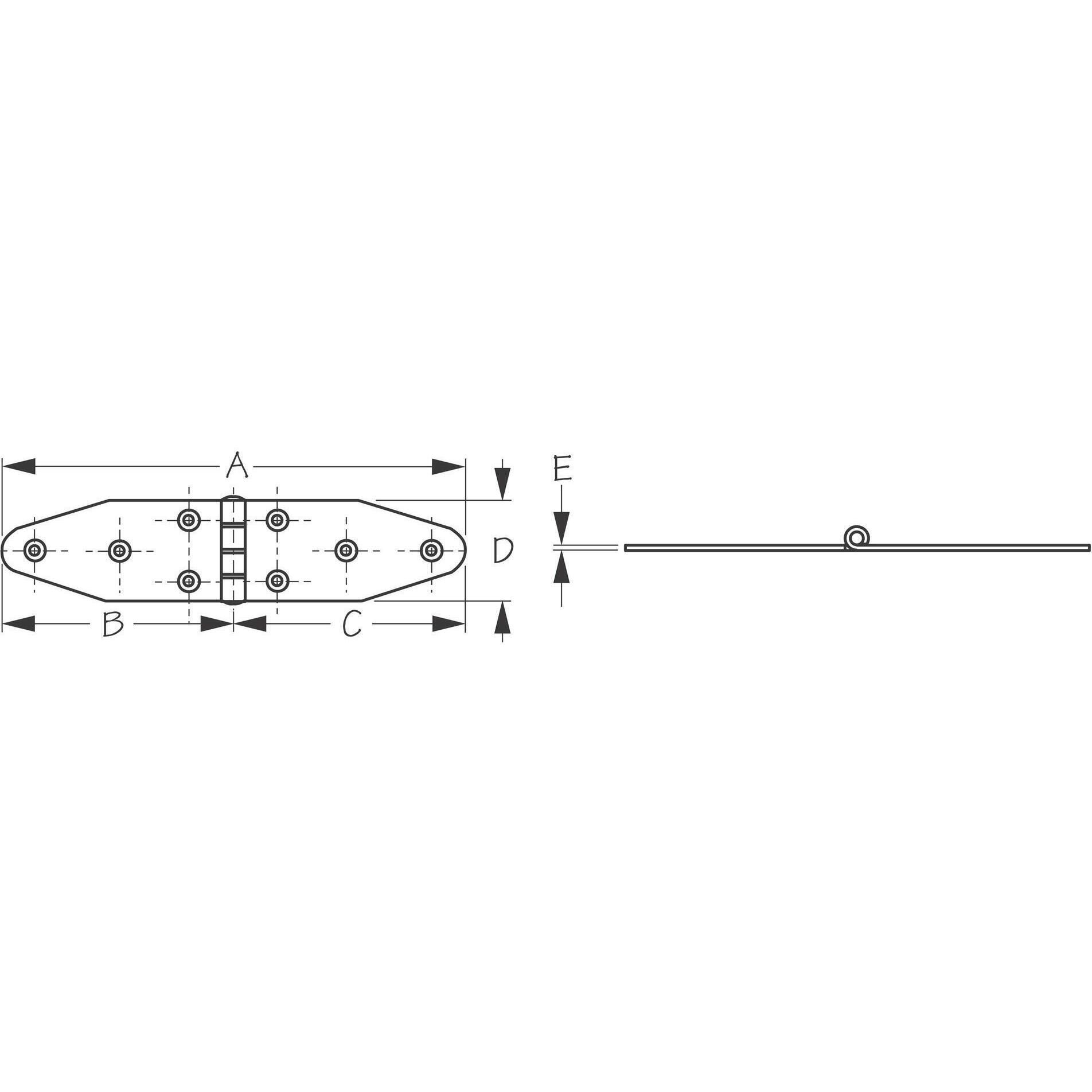 thumbnail image 2 of Boat Strap Hinges For Marine Grade RV Skylight Locker Hatch And Door Round Side Heavy Duty Stainless Steel Top Mount 5 5 8 Inch X 1 1 2 Inch 1 Inch Strap 2 of 9
