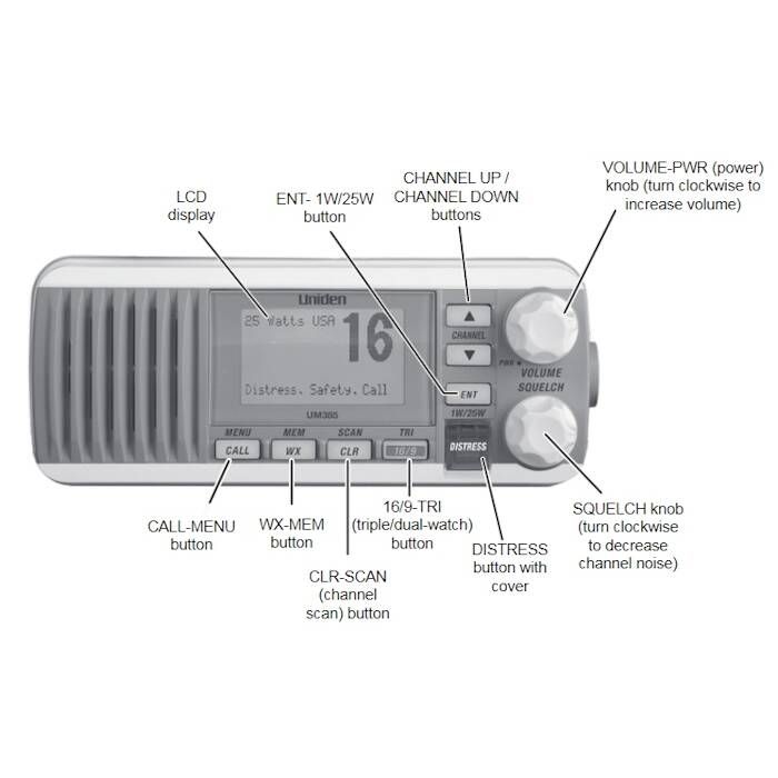 Uniden UM385 Fixed-Mount VHF Radio Defender