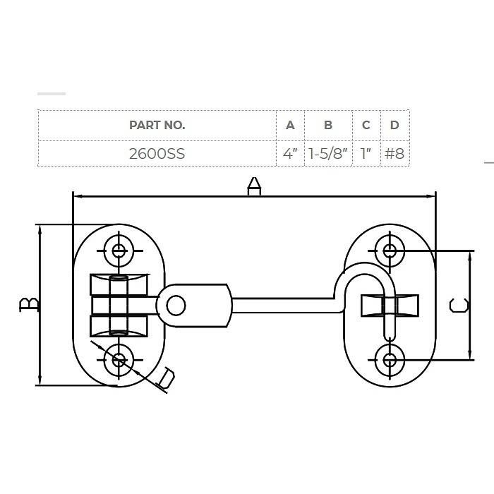 White Water 2600S Stainless Gooseneck Cabin Door Hook