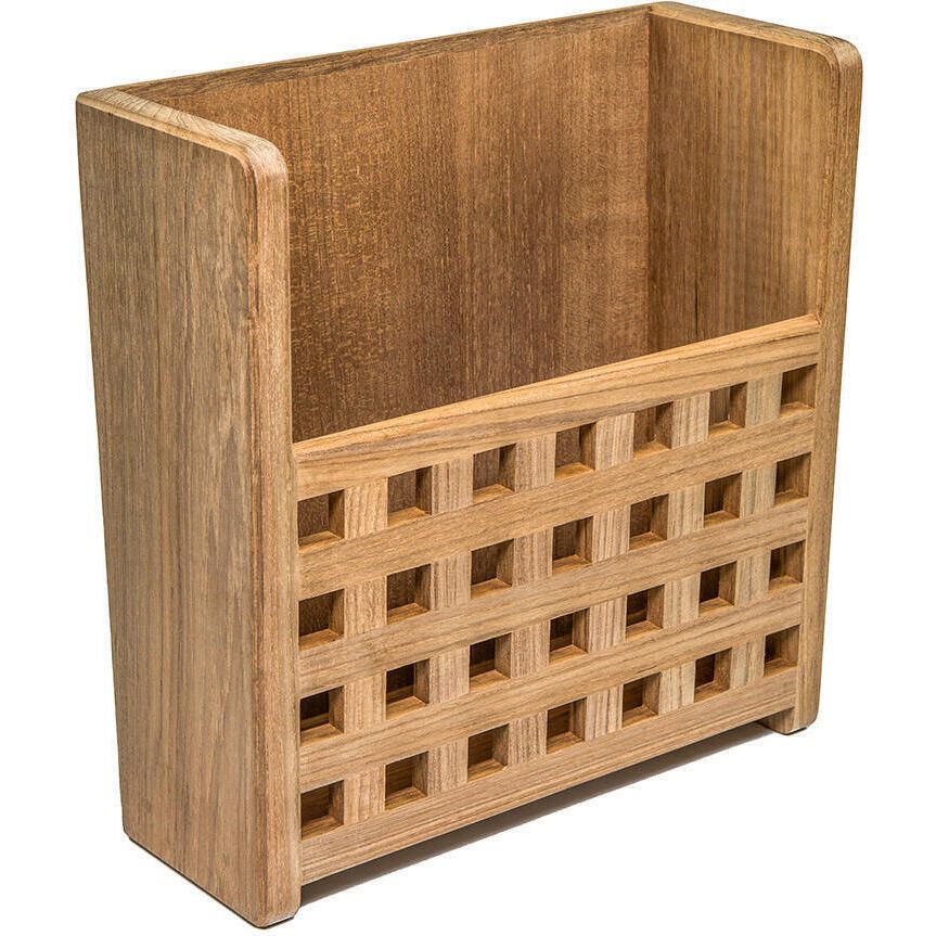 Teak Grate Front Magazine Rack