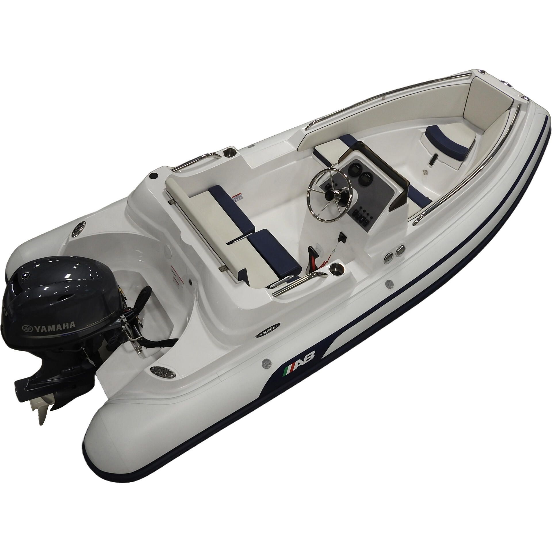 AB Inflatables Nautilus 14 DLX Fiberglass RIB 14' Boat with Yamaha 60 HP  Motor - F60 - 2026 White Hypalon, image size:1920x1920