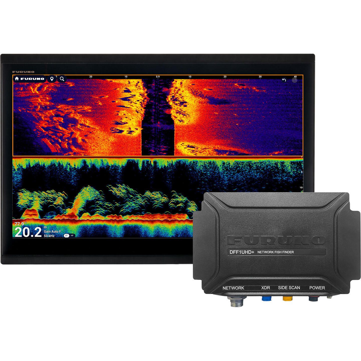 black box fish finder Furuno DFF1UHD+ TruEcho CHIRP Fishfinder w/Side-Scan Black Box Sounder