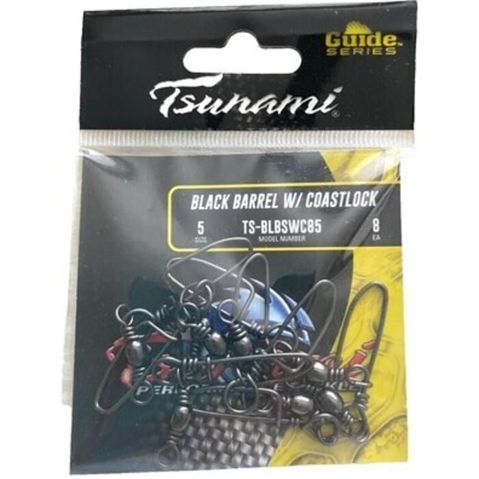 Tsunami Black Barrel Swivels with Coastlock (10-Pack) | Defender