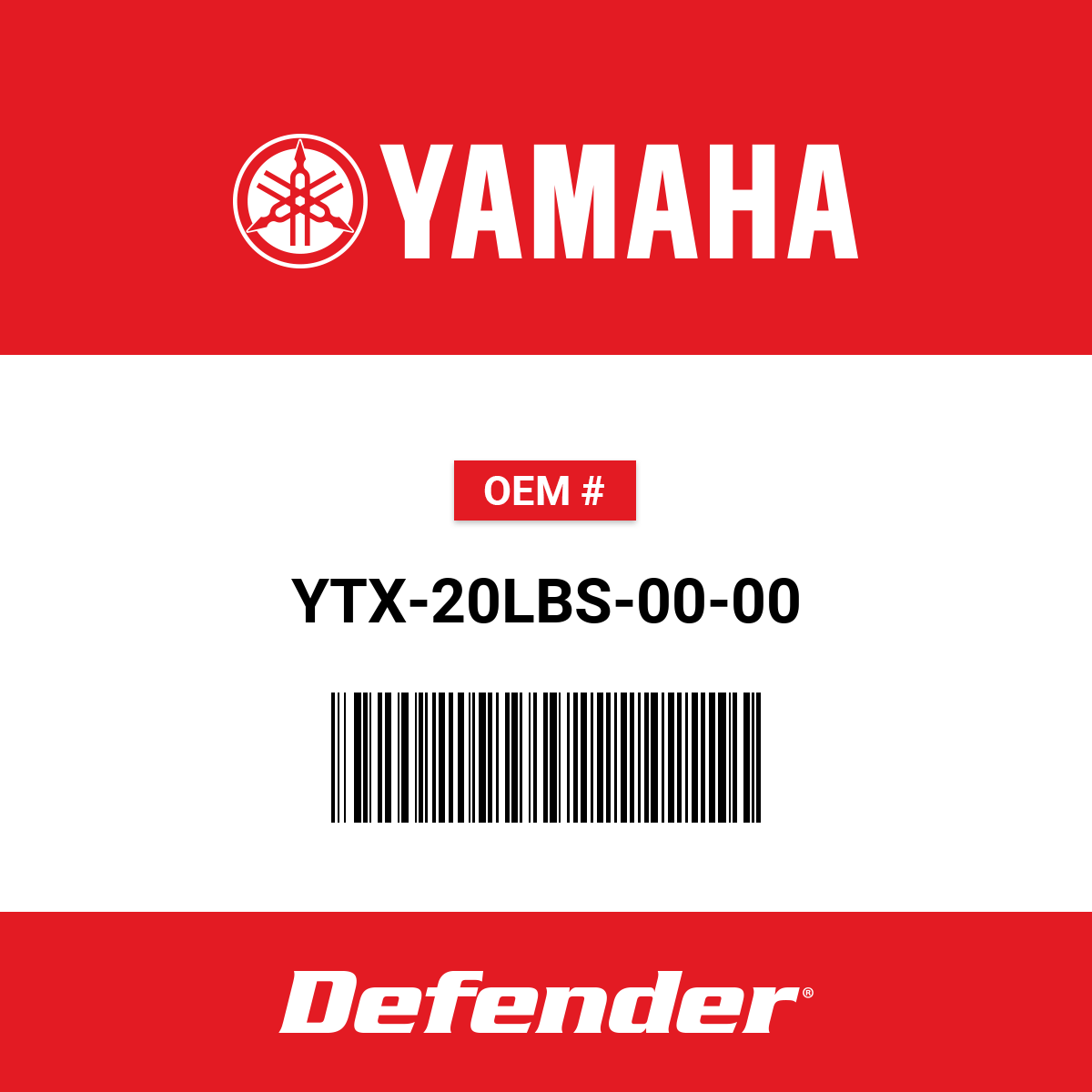 Yamaha Battery YTX20L-BS (PTX20L-BS)YU WA - YTX-20LBS-00-00
